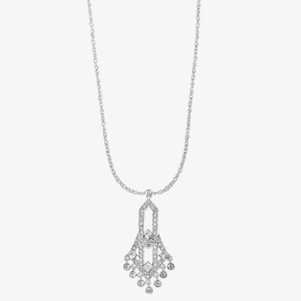 Monet Jewelry Timeless Silver Tone Womens Glass 17 Inch Pendant Necklace