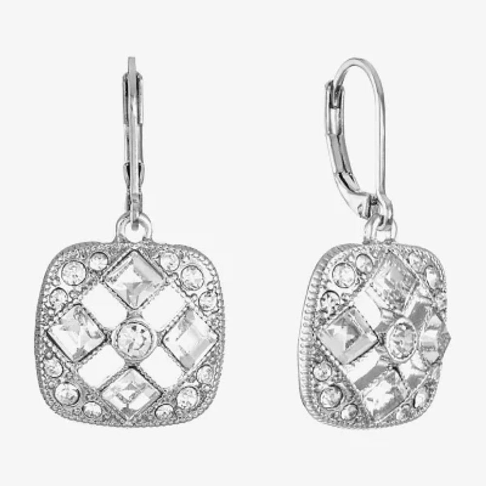 Monet Jewelry Timeless Silver Tone Womens Glass Drop Earrings