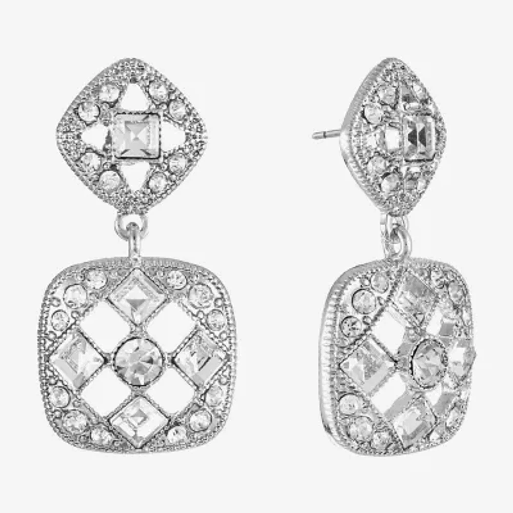 Monet Jewelry Timeless Silver Tone Womens Glass Hypoallergenic Drop Earrings