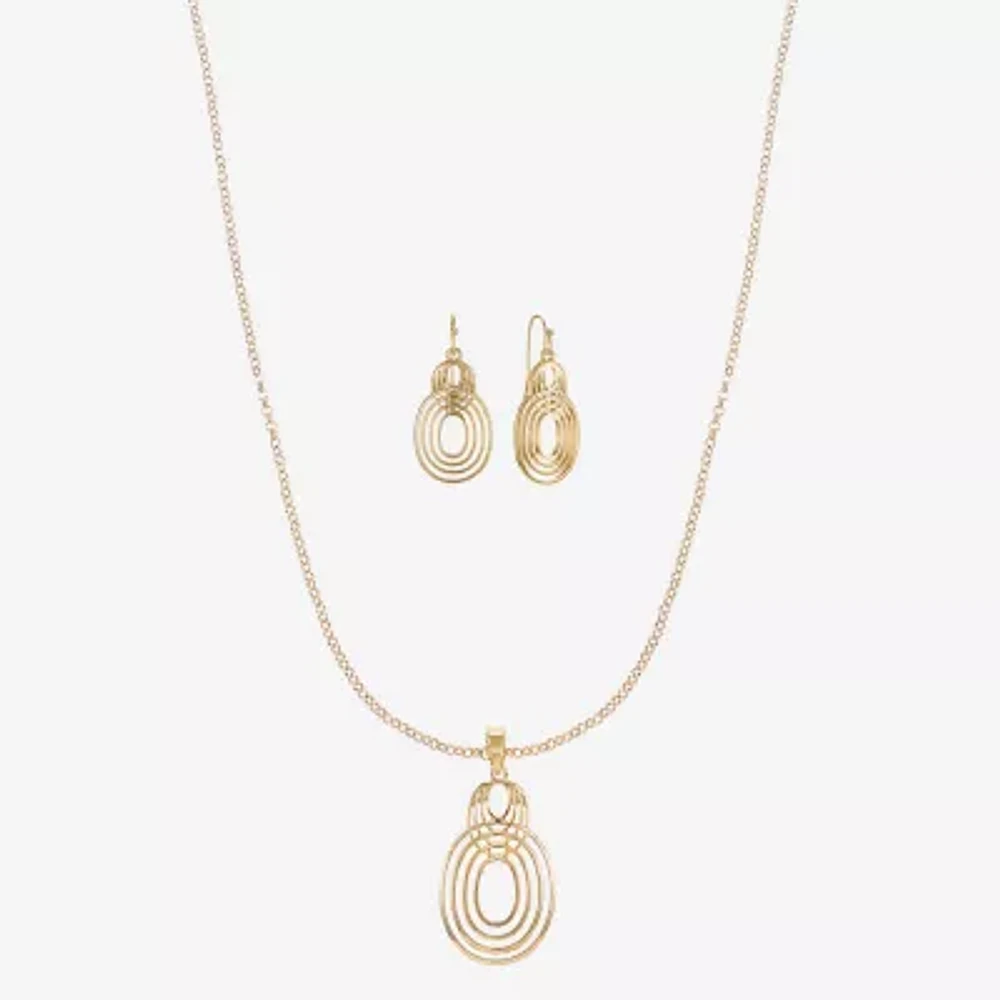 Liz Claiborne Open Work Pendant Necklace And Drop Earring Womens 2-pc. Jewelry Set