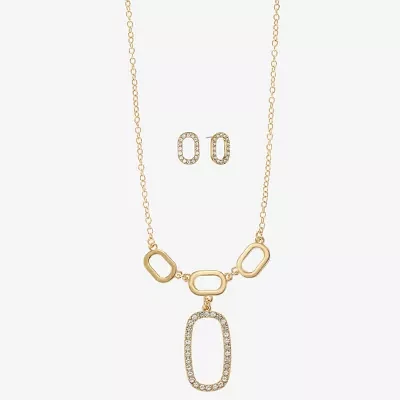Liz Claiborne Y Necklace And Stud Earring Womens Glass Hypoallergenic 2-pc. Jewelry Set