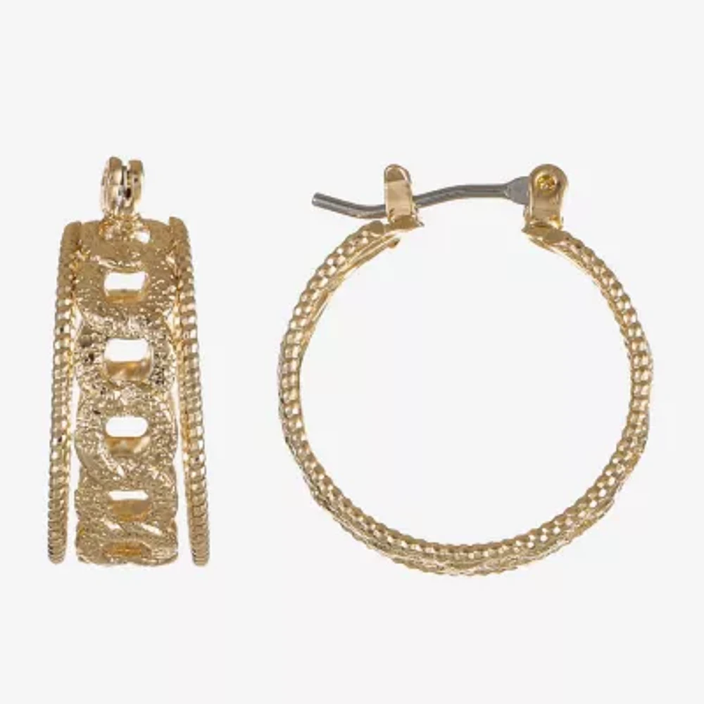 Monet Jewelry Chain Womens 23mm Hypoallergenic Hoop Earrings