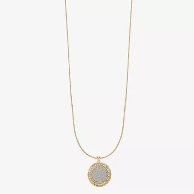 Monet Jewelry Gold Tone Womens Glass Round 30 Inch Pendant Necklace