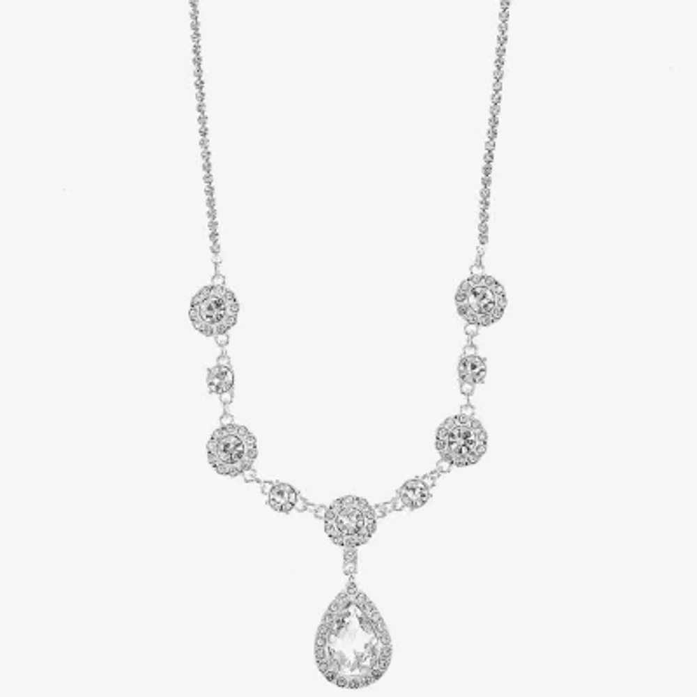 Monet Jewelry Timeless Silver Tone Womens Glass 17 Inch Y Necklace