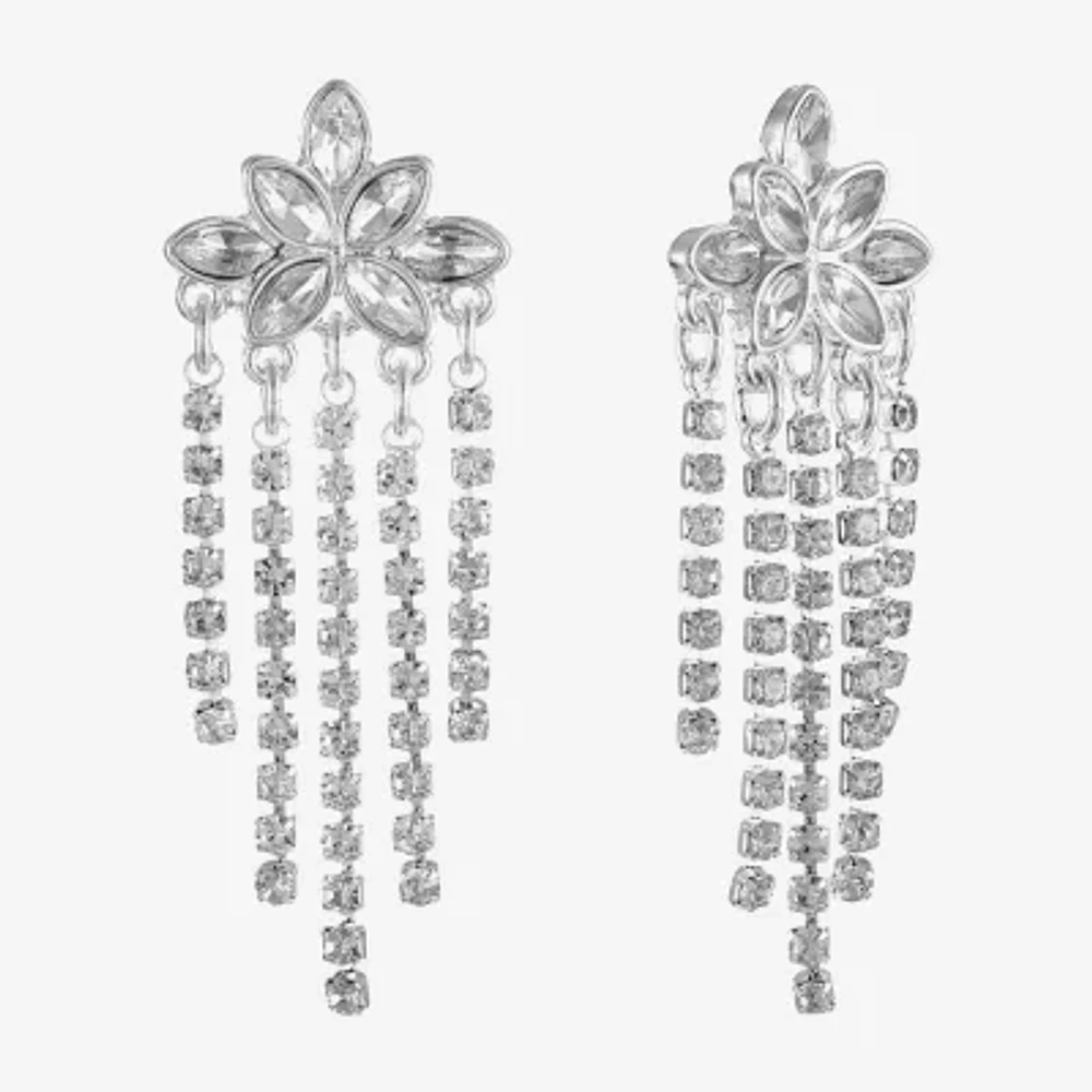 Monet Jewelry Timeless Silver Tone Fringe Womens Glass Hypoallergenic Drop Earrings