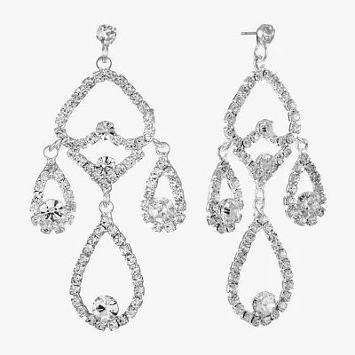 Monet Jewelry Timeless Silver Tone Womens Glass Hypoallergenic Chandelier Earrings