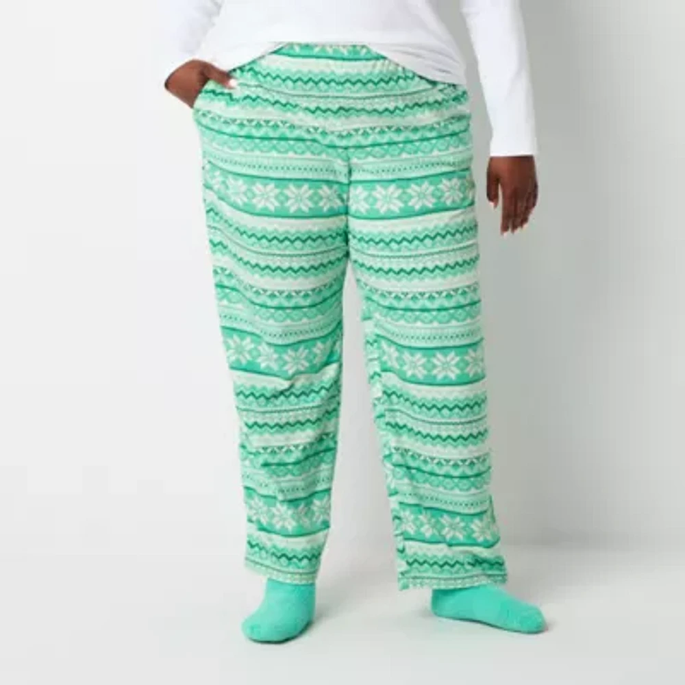 Sleep Chic Womens Fleece Plus Pajama Pants