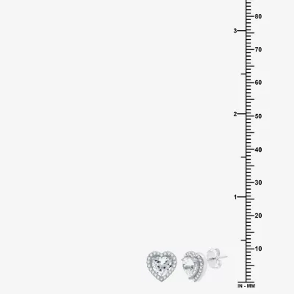 Yes, Please! Womens Lab Created White Sapphire Sterling Silver Heart 2-pc. Jewelry Set