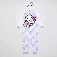 Little & Big Kid Girls Hello Kitty Microfleece Hooded Long Sleeve One Piece Pajama