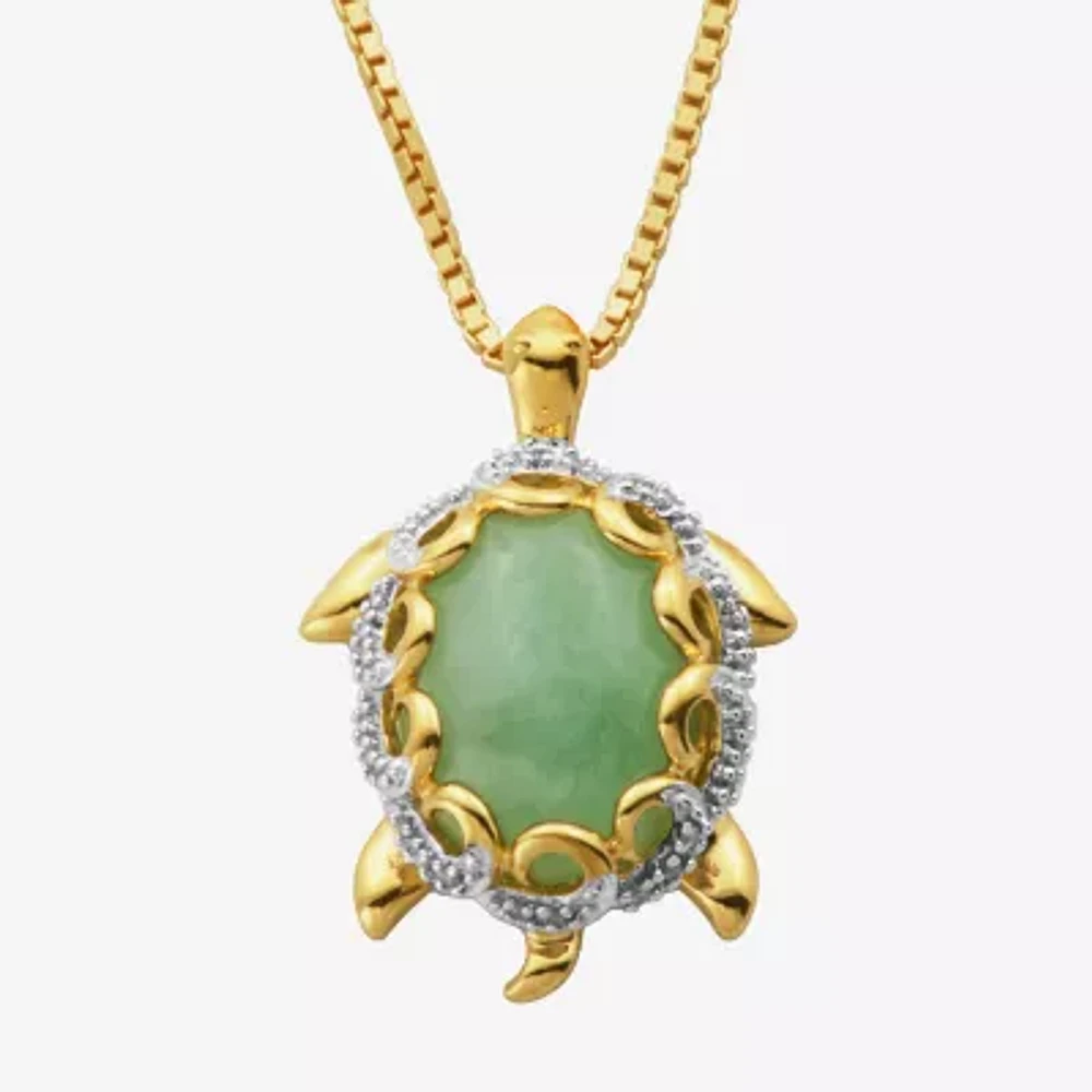 Jade Turtle Pendant Necklace 14K/Sterling Silver