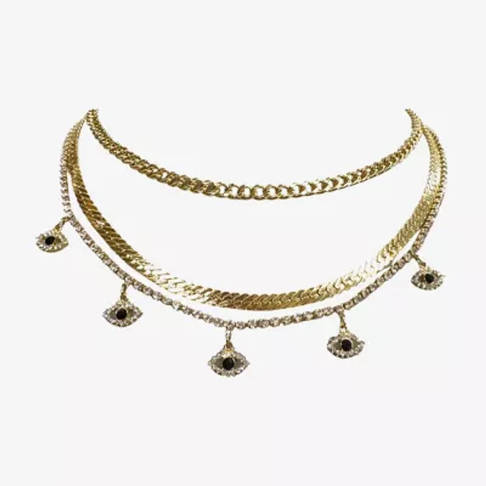 Bijoux Bar Multi Layered Womens 16 Inch Link Chain Necklace