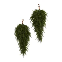 Nearly Natural 26in. Cedar Faux Teardrop Set Of 2 Swag