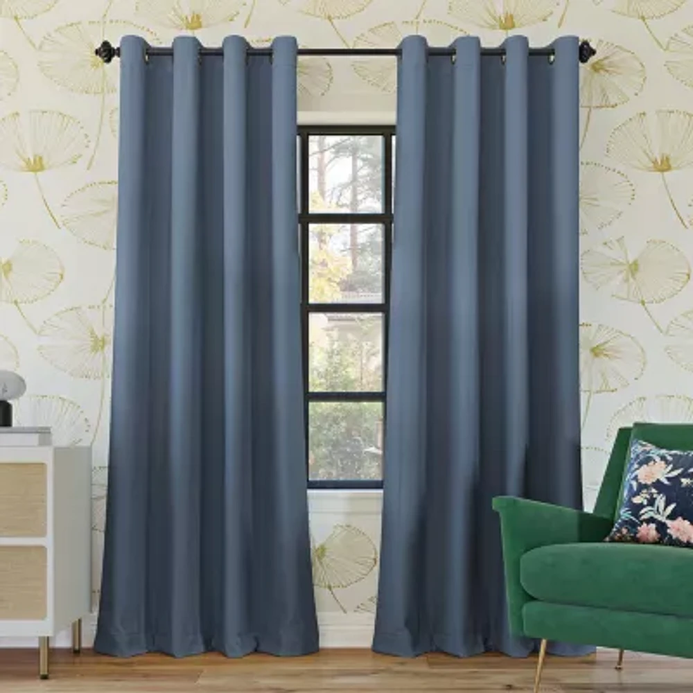Sun Zero Oslo Grommet Top Energy Saving 100% Blackout Single Curtain Panel