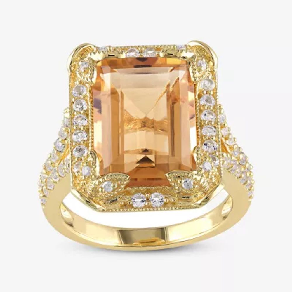 Genuine Citrine, White Topaz and Diamond-Accent Ring