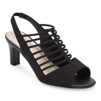 east 5th Womens Neville Round Peep Toe Block Heel Pumps