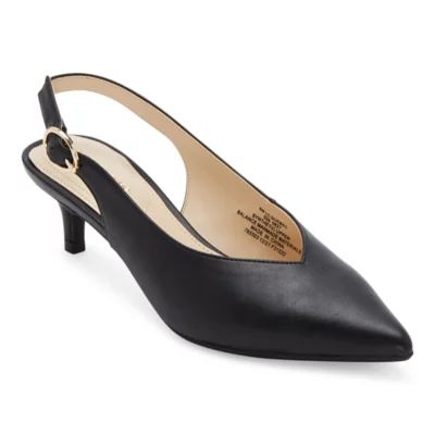 Liz Claiborne Womens Quebec Buckle Pointed Toe Kitten  Heel Pumps