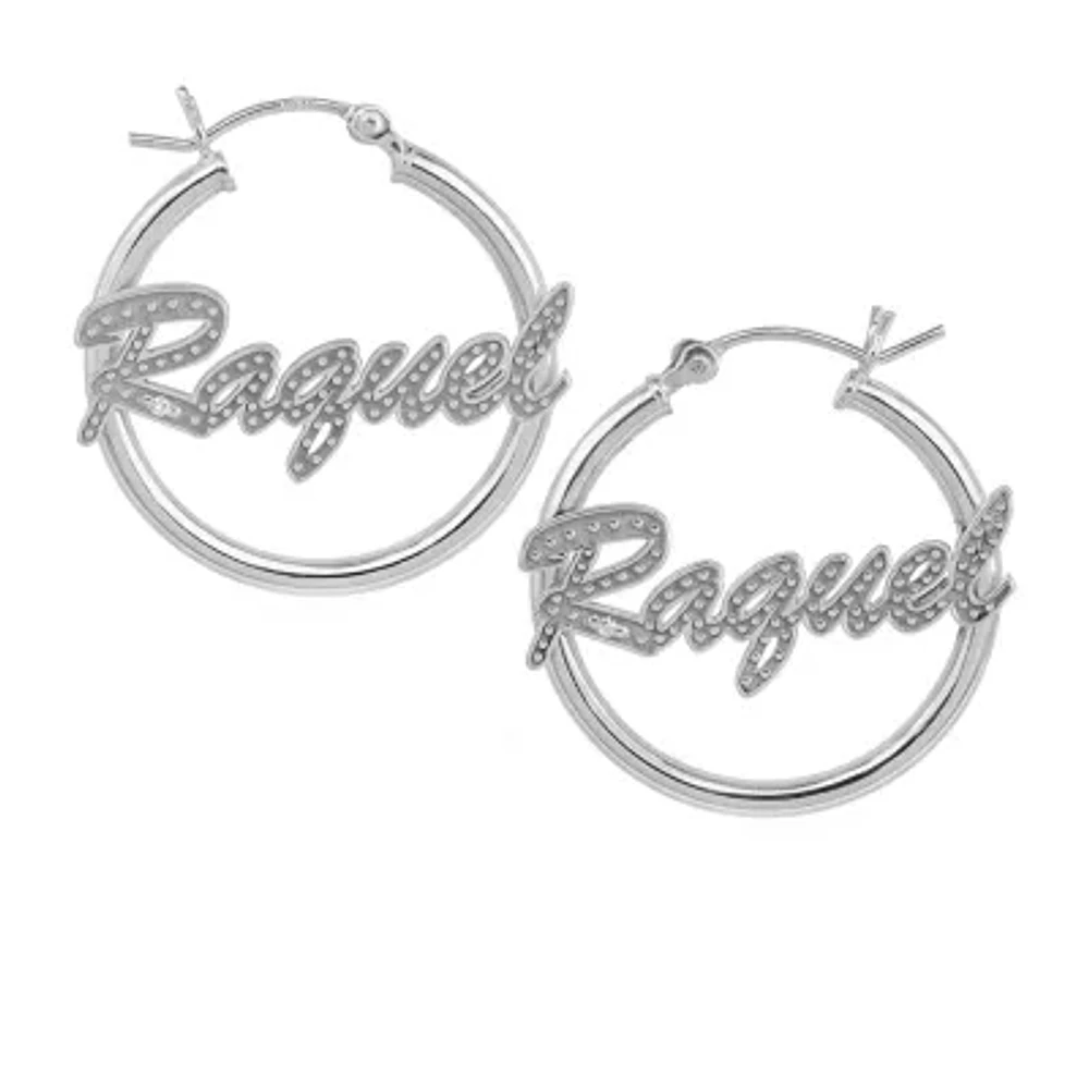 Womens Diamond Accent White Sterling Silver 25mm Round Hoop Earrings