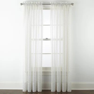 Home Expressions Lisette Geometric Print Rod Pocket Sheer Single Curtain Panel