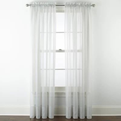Home Expressions Lisette Stripe Print Rod Pocket Sheer Single Curtain Panel
