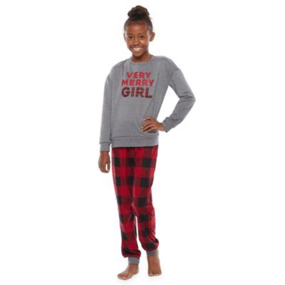 North Pole Trading Co. Very Merry Girls Crew Neck Long Sleeve 2-pc. Matching Family Pajama Sets