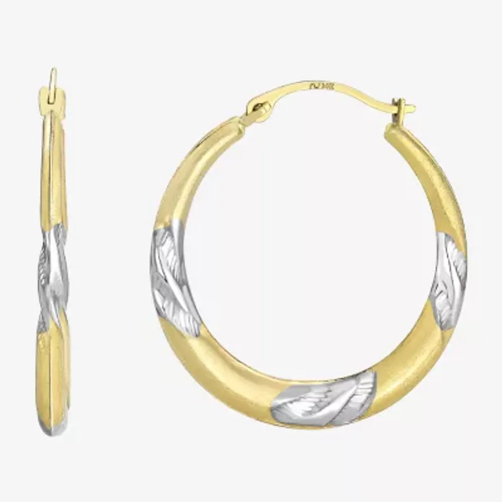 Womens 14K Two Tone Gold 26mm Round Hoop Earrings