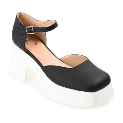 Journee Collection Lizaa Womens Square Closed Toe Block Heel Pumps