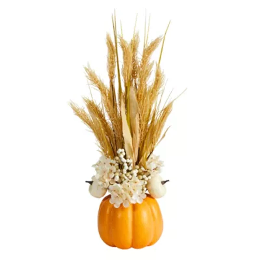 Nearly Natural "21"" Autumn Pumpkin Vase" Floral Arrangement