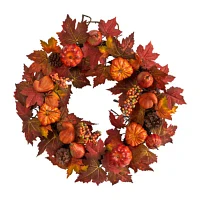 Nearly Natural "24"" Autumn Faux Arrangement" Wreath