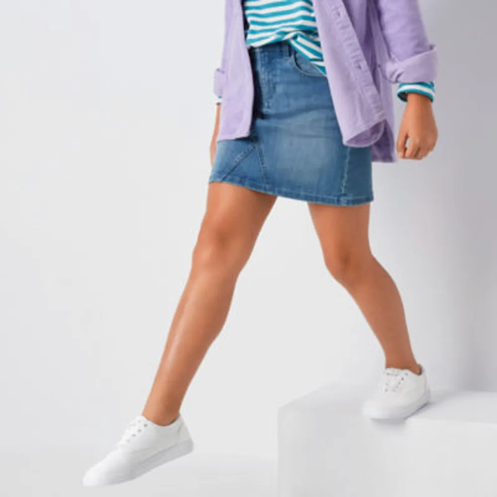 Thereabouts Little & Big Kid Girls Adjustable Waist Midi Denim Skirt