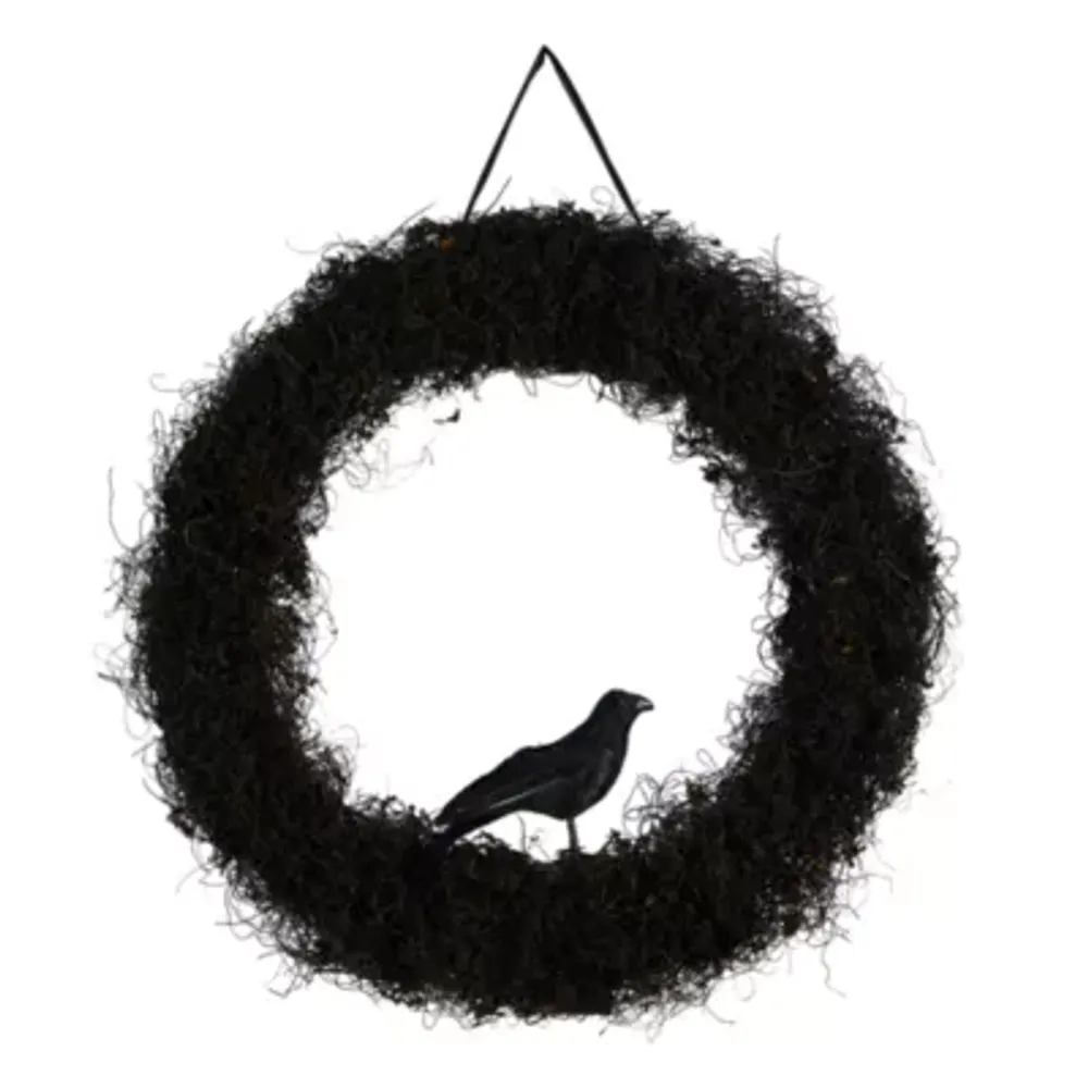 Nearly Natural "30"" Halloween Black Raven Twig" Wreath