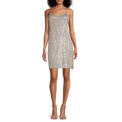 Worthington Womens Sleeveless Sequin Slip Dress