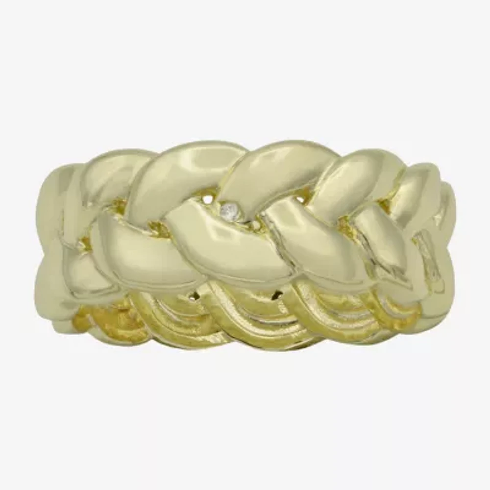 Sparkle Allure Braided Womens 7.5MM 14K Gold Over Brass Band
