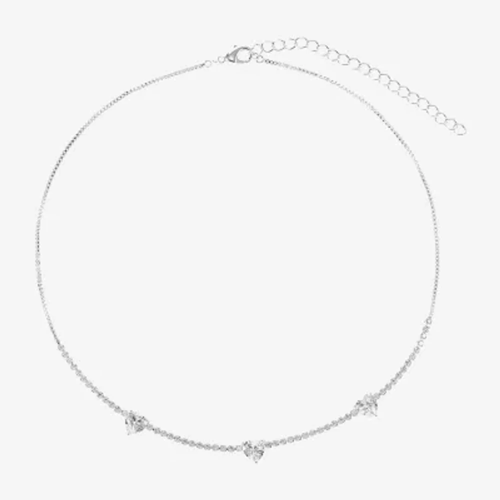 Sparkle Allure Womens Cubic Zirconia Pure Silver Over Brass 16 Inch Tennis Necklace