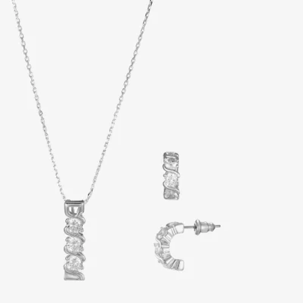 Sparkle Allure Light Up Box Womens Cubic Zirconia Pure Silver Over Brass 2-pc. Jewelry Set