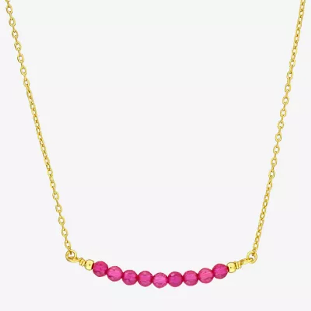 Womens Lab Created Red Ruby 18K Gold Over Silver 16 1/2 Inch Pendant Necklace