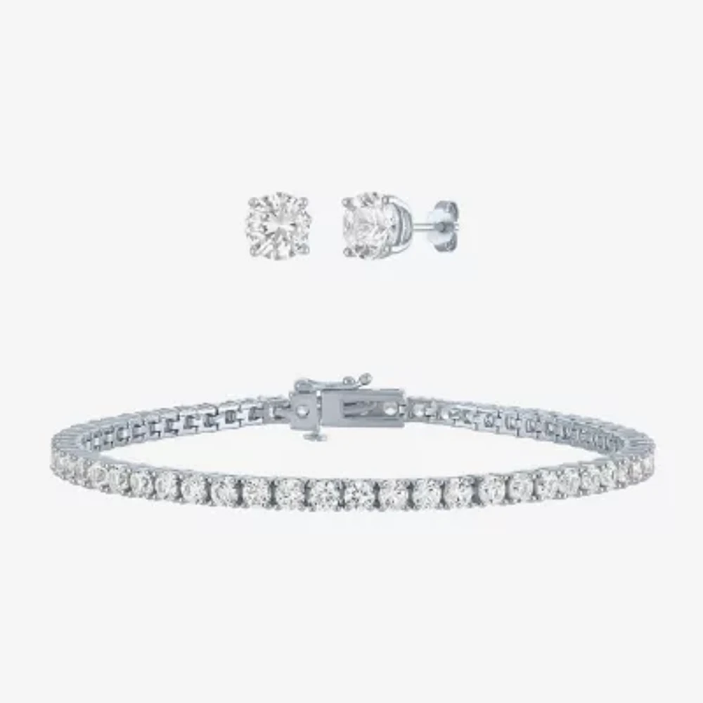 Womens Lab Created White Sapphire Sterling Silver Jewelry Set