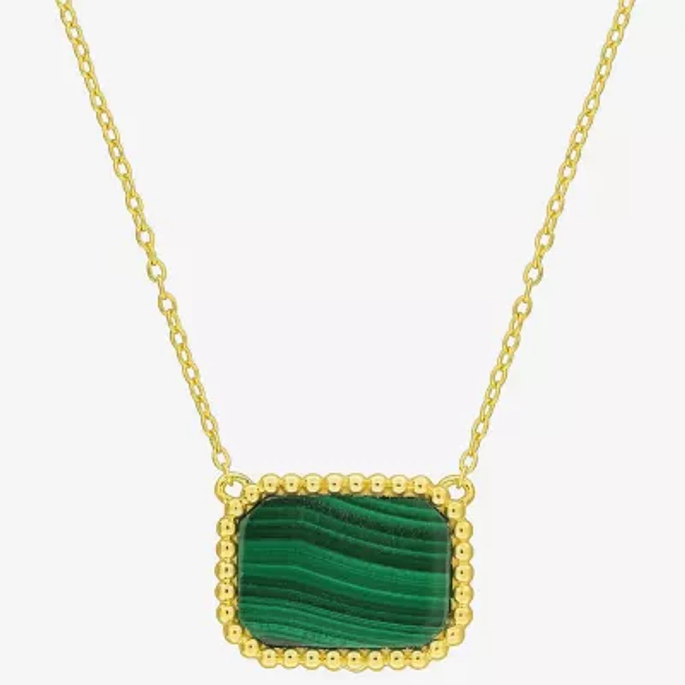 Womens Genuine Gemstone 18K Gold Over Silver Pendant Necklace