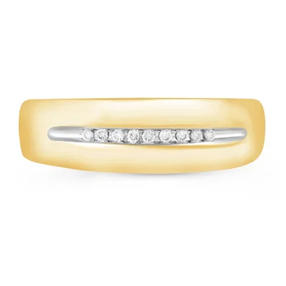 Mens 1/8 CT. T.W. Natural Diamond 10K Gold Wedding Band