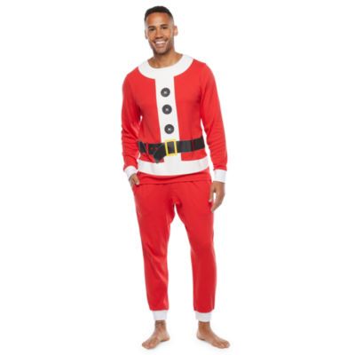 Secret Santa & Elf Family Matching Pajamas Mens Crew Neck Long Sleeve 2-pc. Matching Family Pajama Sets