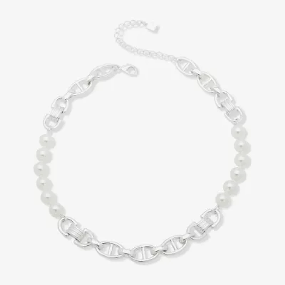 Worthington Silver Tone Womens 17 Inch Collar Necklace
