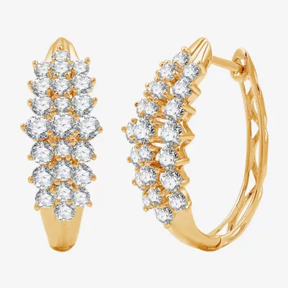 Womens 2 CT. T.W. Lab Grown White Diamond 10K Gold 22.7mm Hoop Earrings