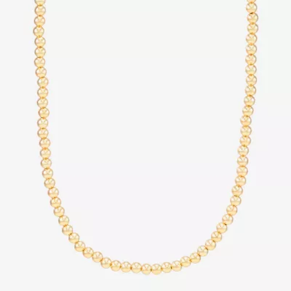 Womens 14K Gold Over Silver 20 Inch Beaded Necklace