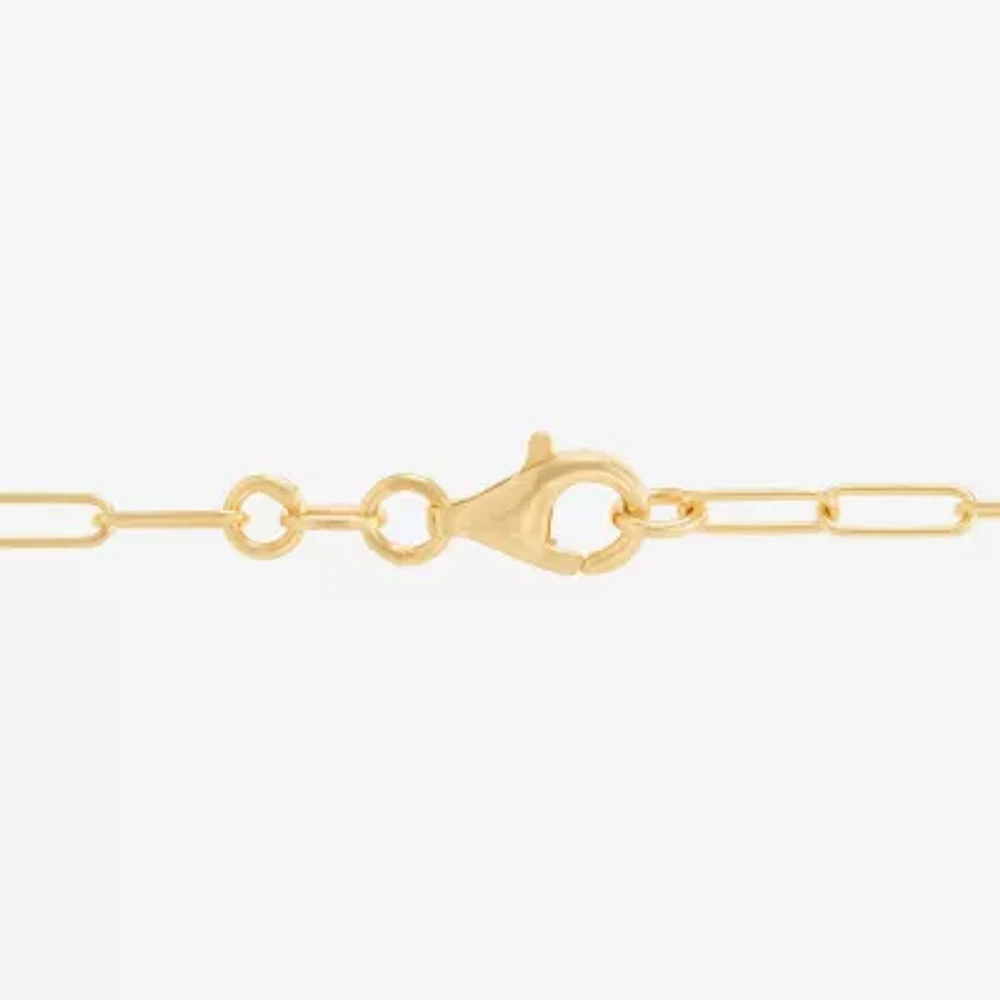 Made in Italy Womens 14K Gold Over Silver Heart Charm Bracelet