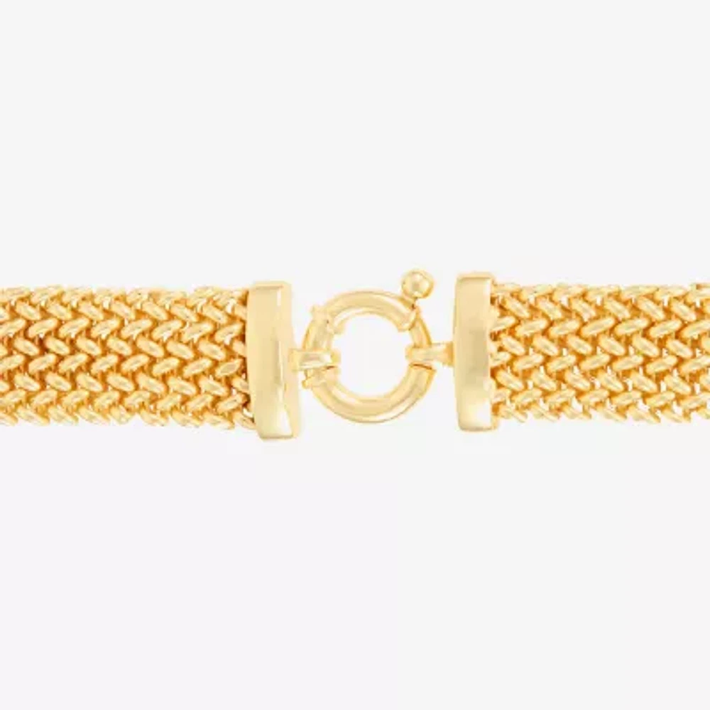 Made in Italy Womens 14K Gold Over Silver Semisolid Heart 7.5 Inch Link Bracelet