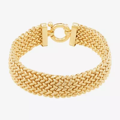 Made in Italy Womens 14K Gold Over Silver Semisolid Heart 7.5 Inch Link Bracelet