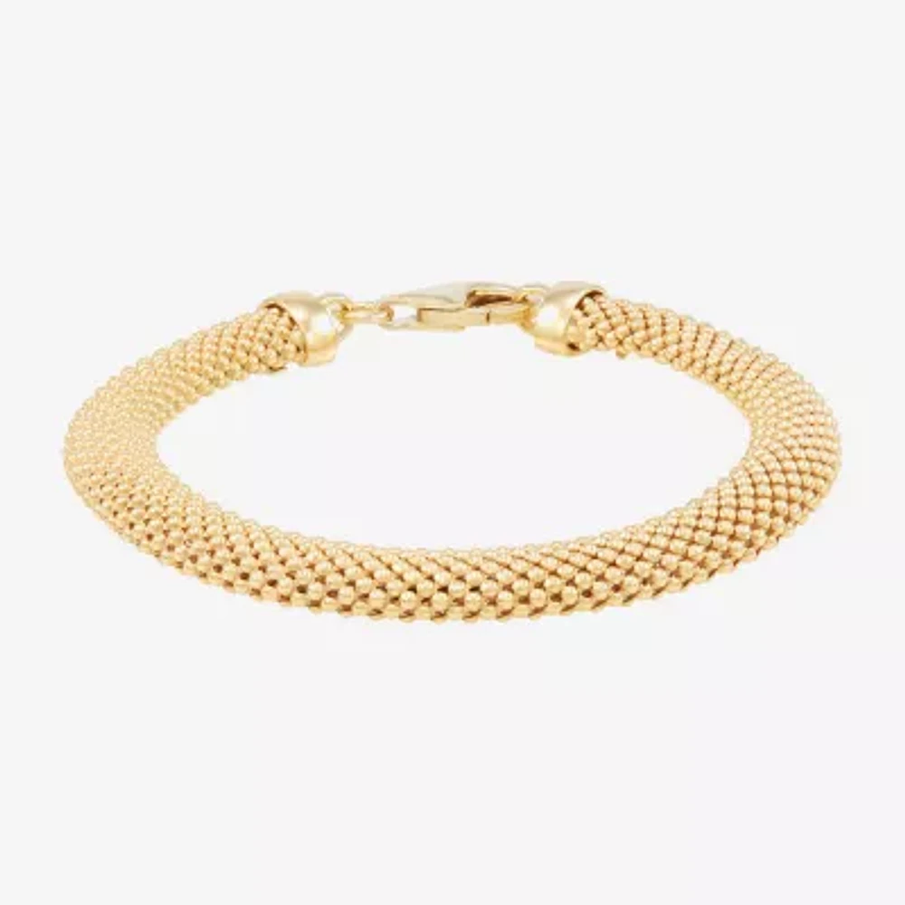 Made in Italy Womens 14K Gold Over Silver Hollow Heart 7.5 Inch Link Bracelet