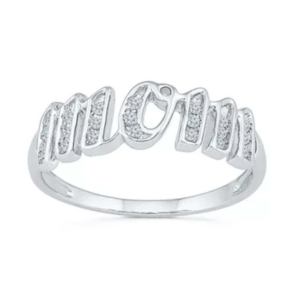 Mom" Womens 2MM 1/ CT. T.W. Natural White Diamond 10K Gold Band