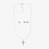 Sparkle Allure Womens Cubic Zirconia Pure Silver Over Brass Cross 2-pc. Jewelry Set