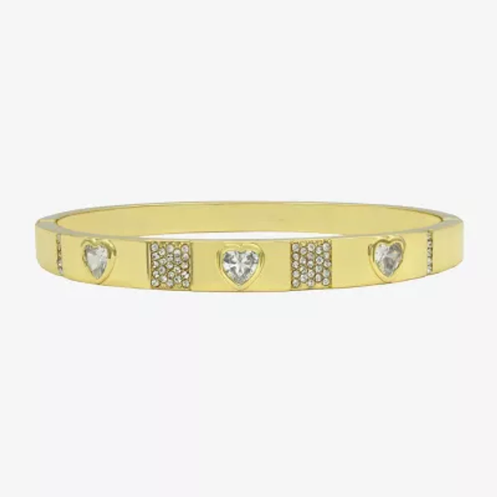 Sparkle Allure Womens Cubic Zirconia 14K Gold Over Brass Heart Bangle Bracelet