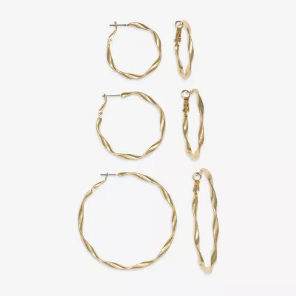 Mixit Womens Stainless Steel 3 Pair Earring Set